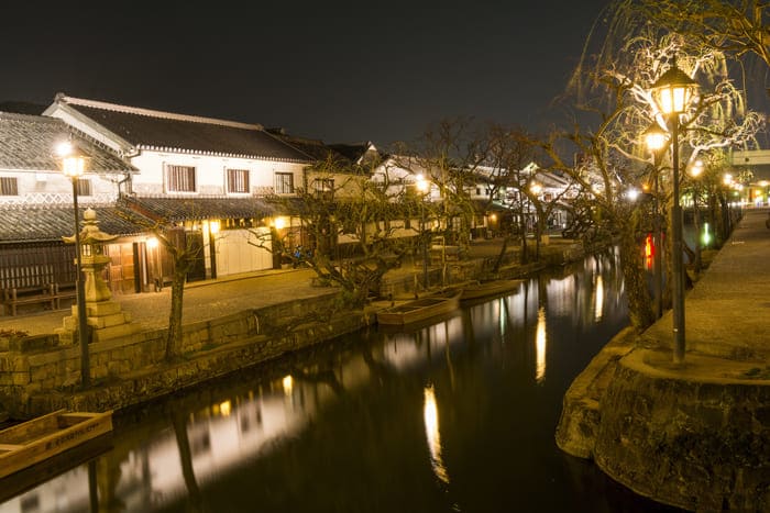 倉敷の美観地区夜景